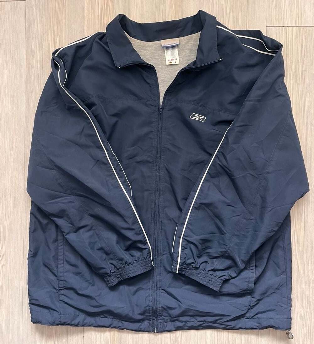 Vintage Reebok Navy Blue Full Zip Windbreaker Track Jacket Size XL